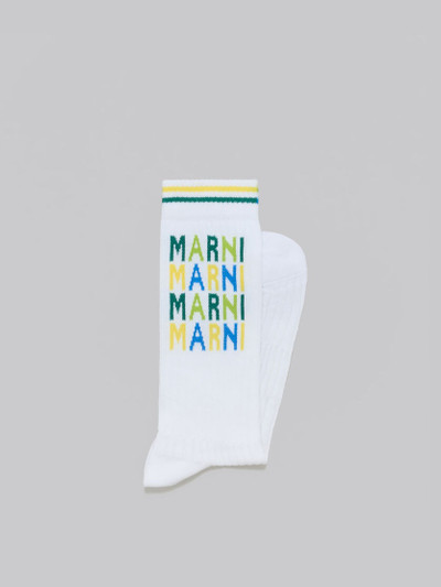 Marni WHITE RIBBED COTTON SOCKS WITH MULTICOLOURED LOGOS outlook