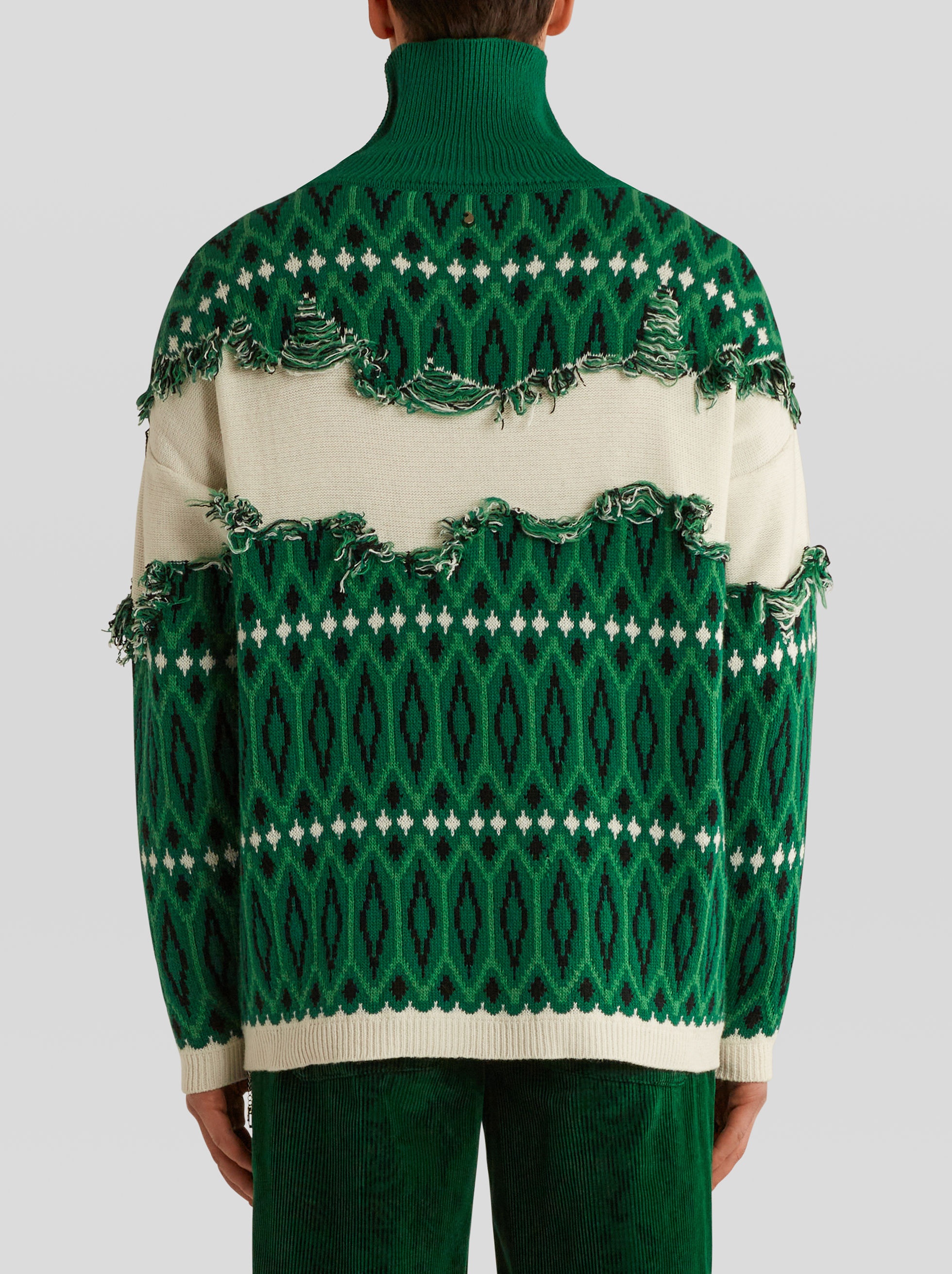 GEOMETRIC PATTERN JACQUARD SWEATER - 4