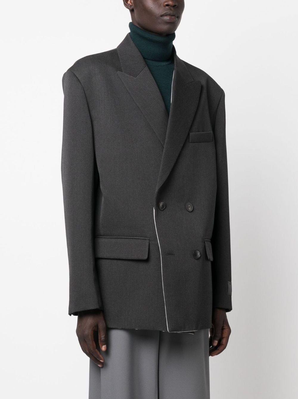 double-breasted virgin wool blazer - 3