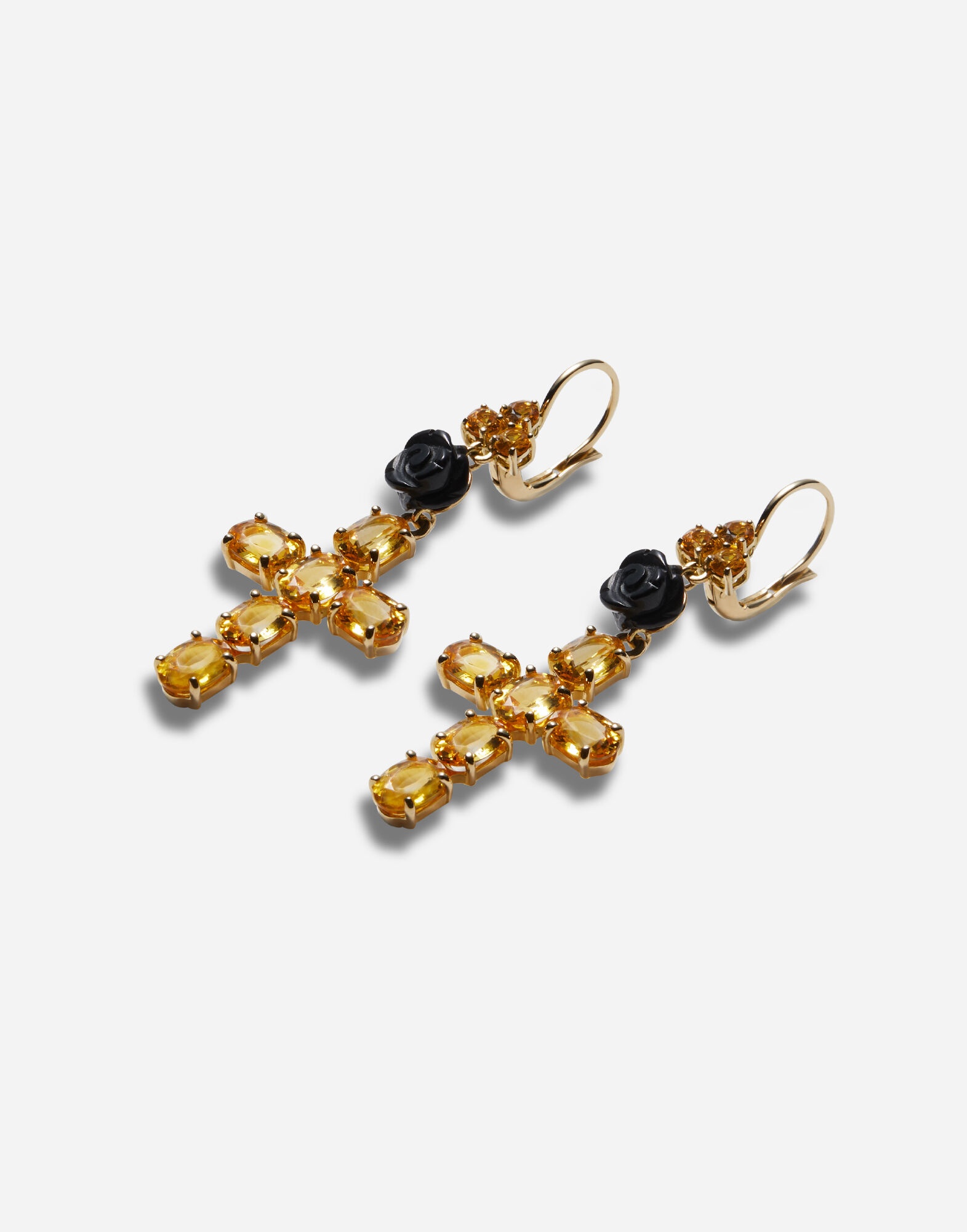 Family yellow gold earrings with yellow sapphires - 2
