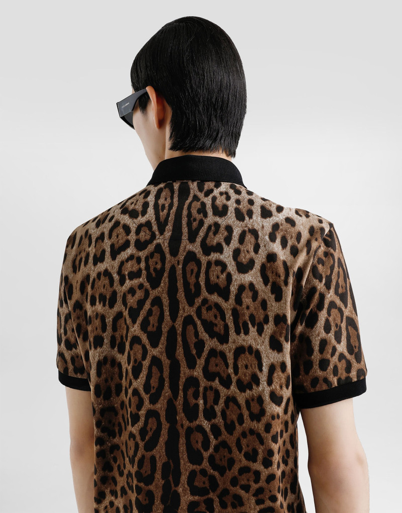 Cotton polo-shirt with leopard print 5