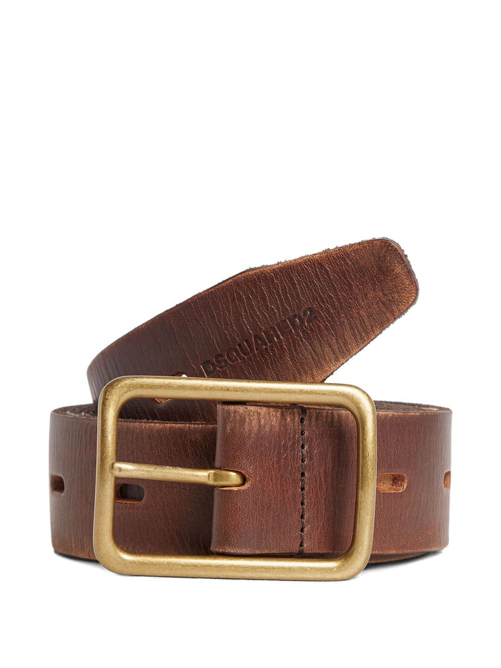 leather punched-hole belt - 2