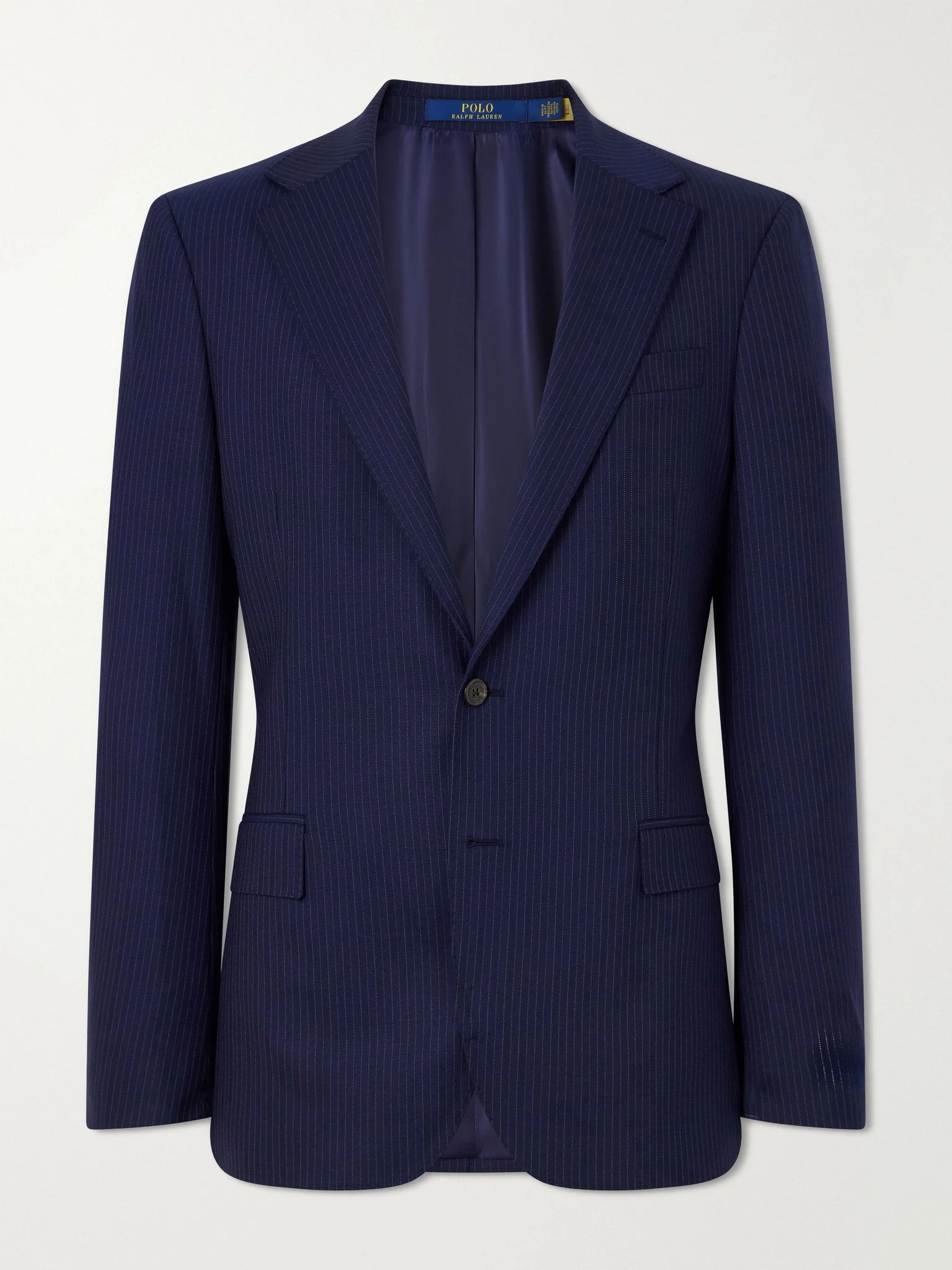 Pinstriped Wool-Blend Suit Jacket Navy - 1
