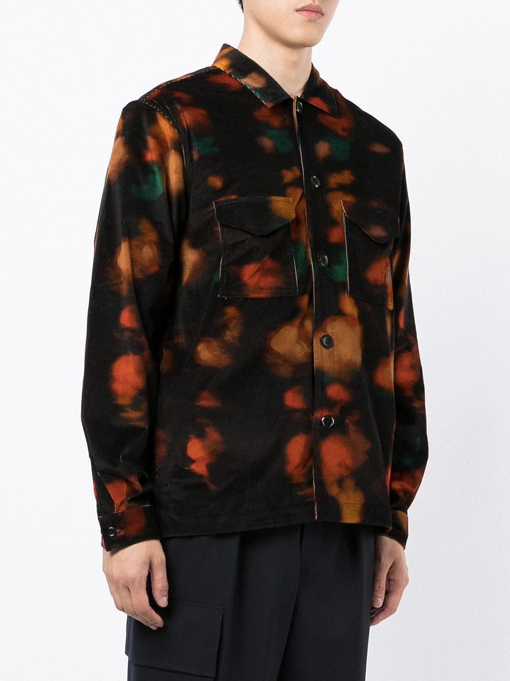 tie-dye print corduroy shirt - 3