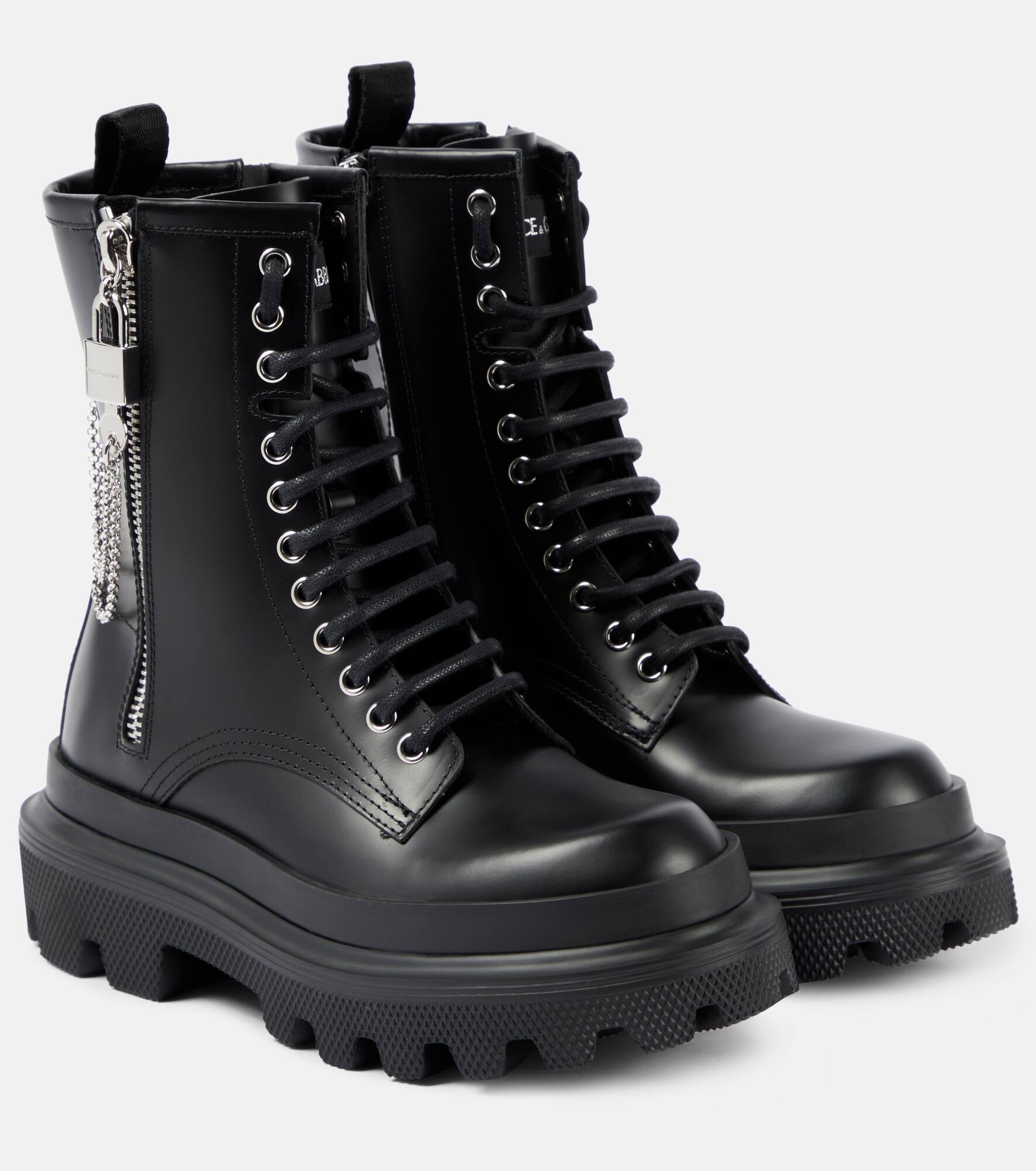 Leather combat boots - 1