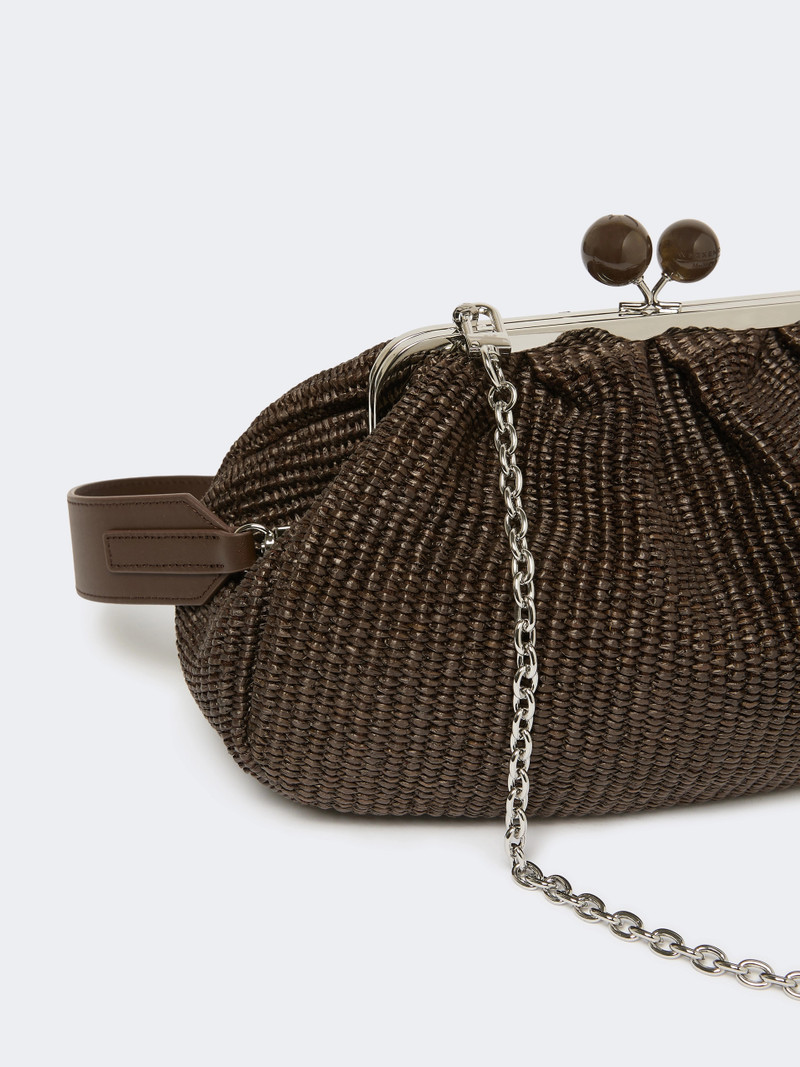 FORTUNA Medium raffia-effect Pasticcino bag - DARK BROWN 3