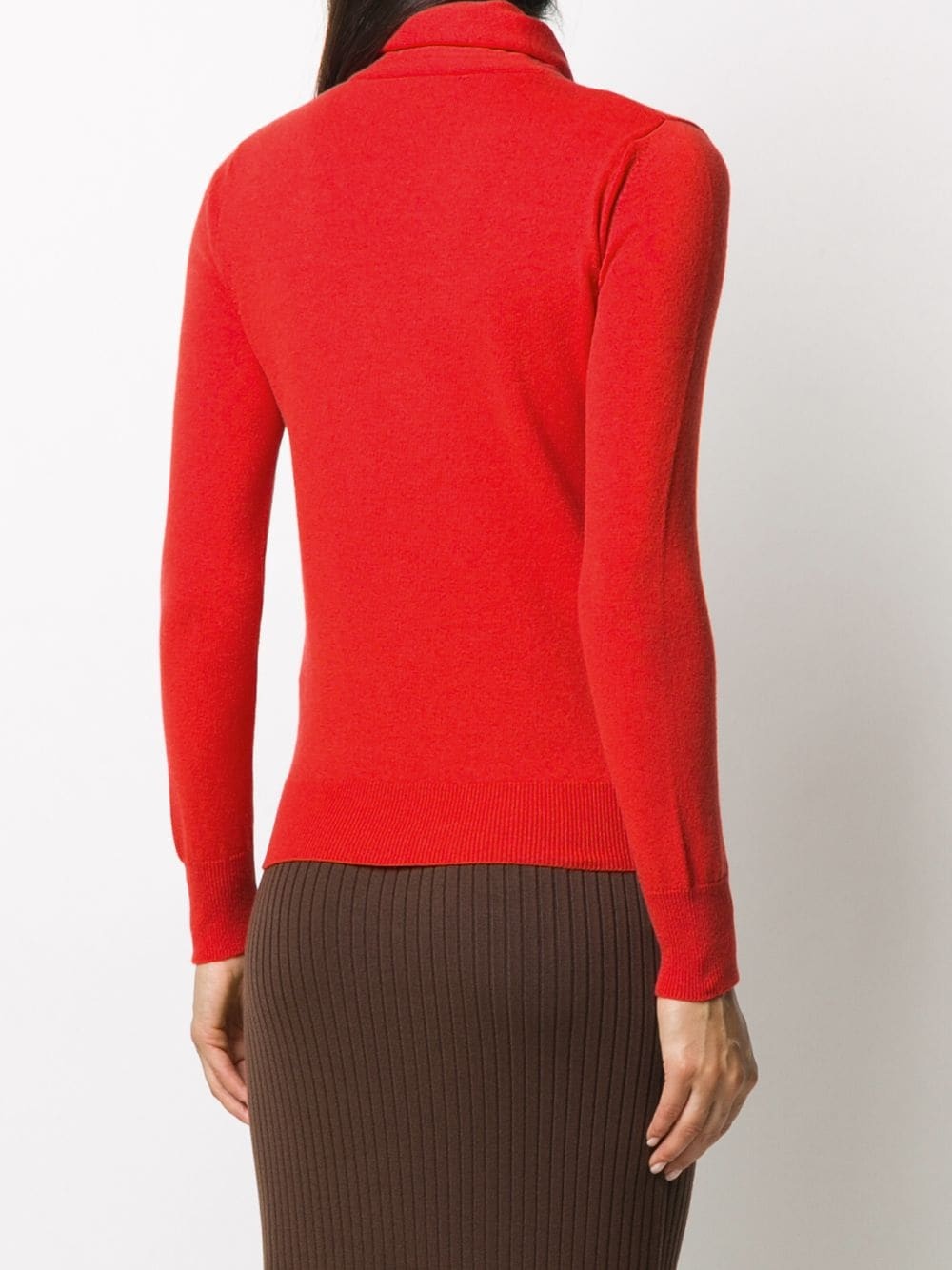 scarf-neck fine-knit jumper - 4