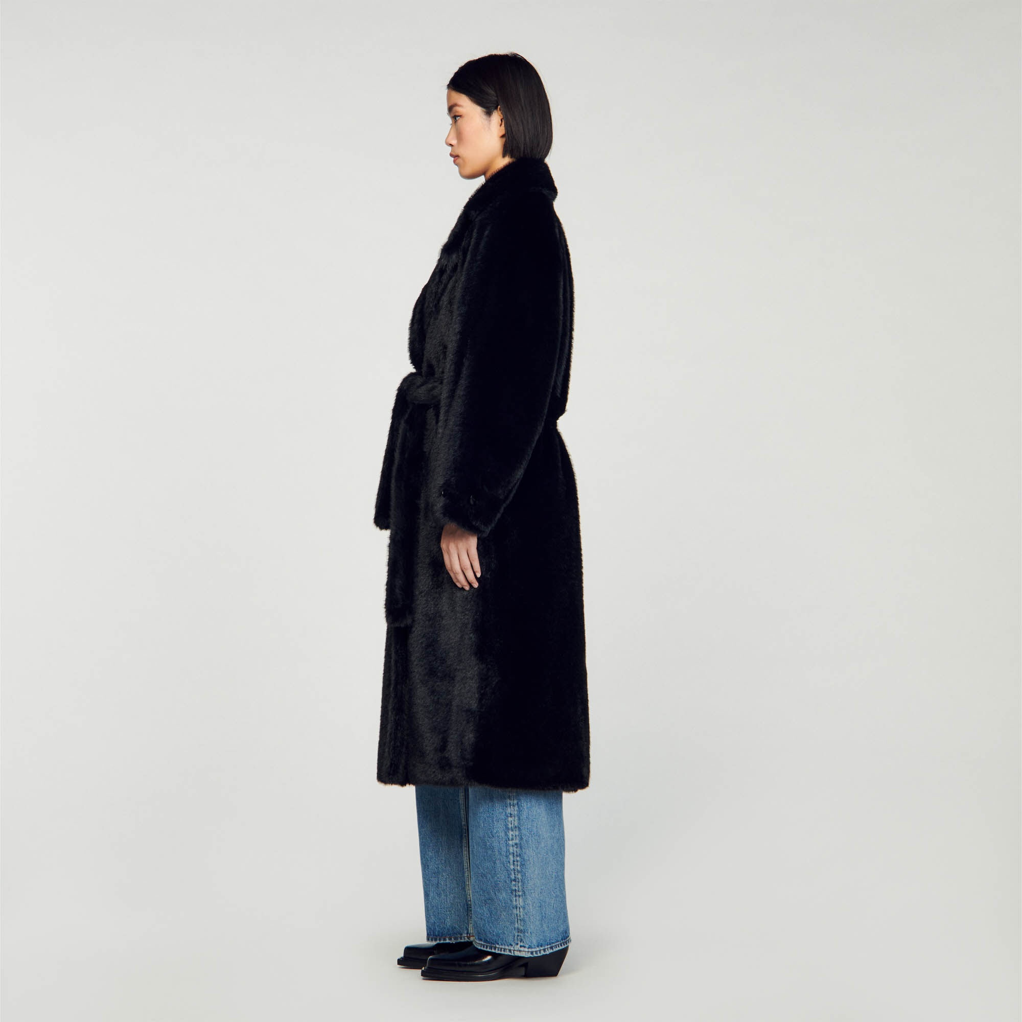 LONG FAUX FUR COAT - 7