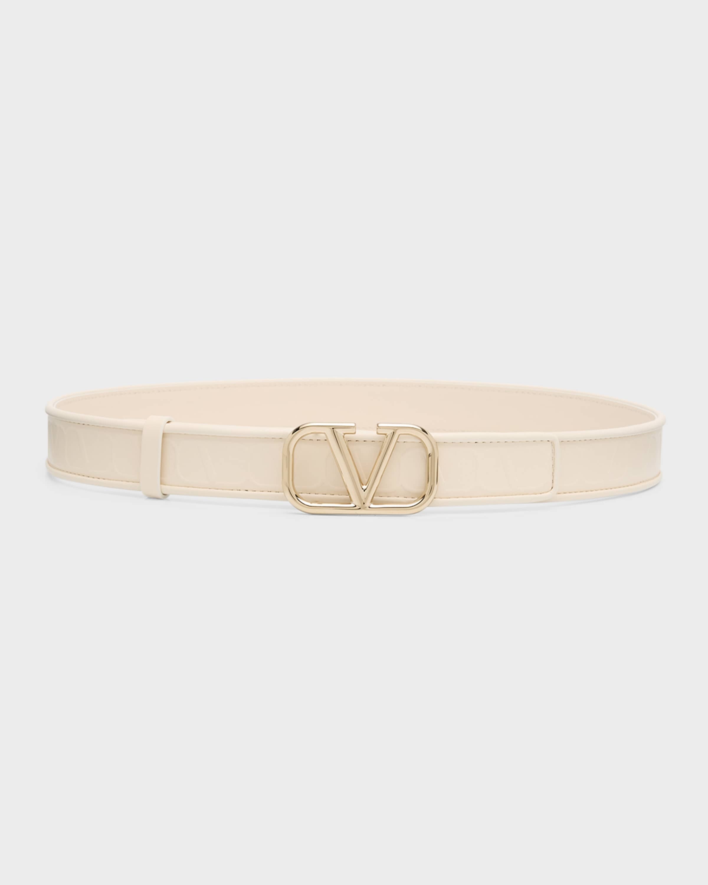 Toile Iconographe V-Logo Leather & Platinum Belt - 1