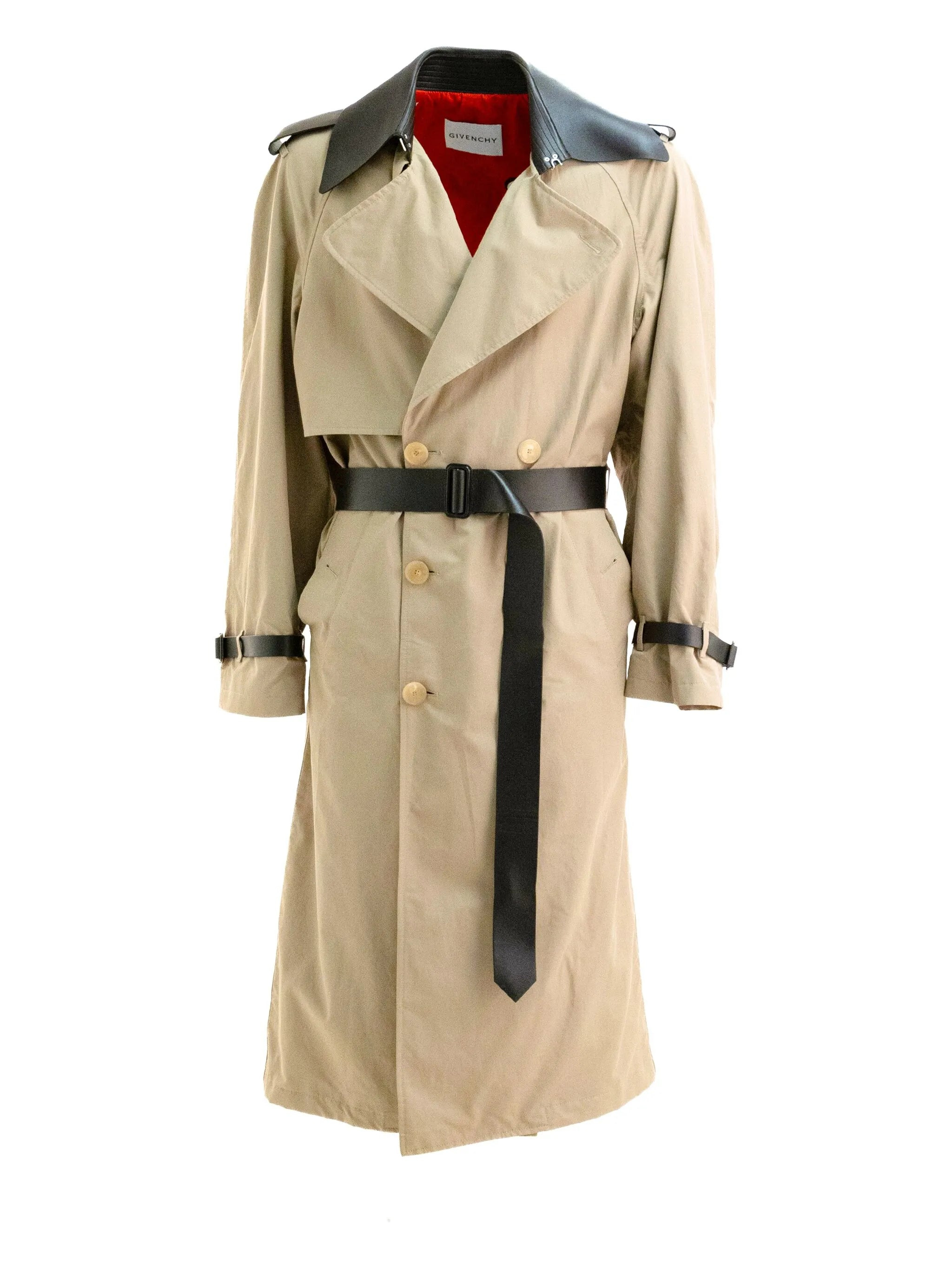 leather-detail trench coat - 1