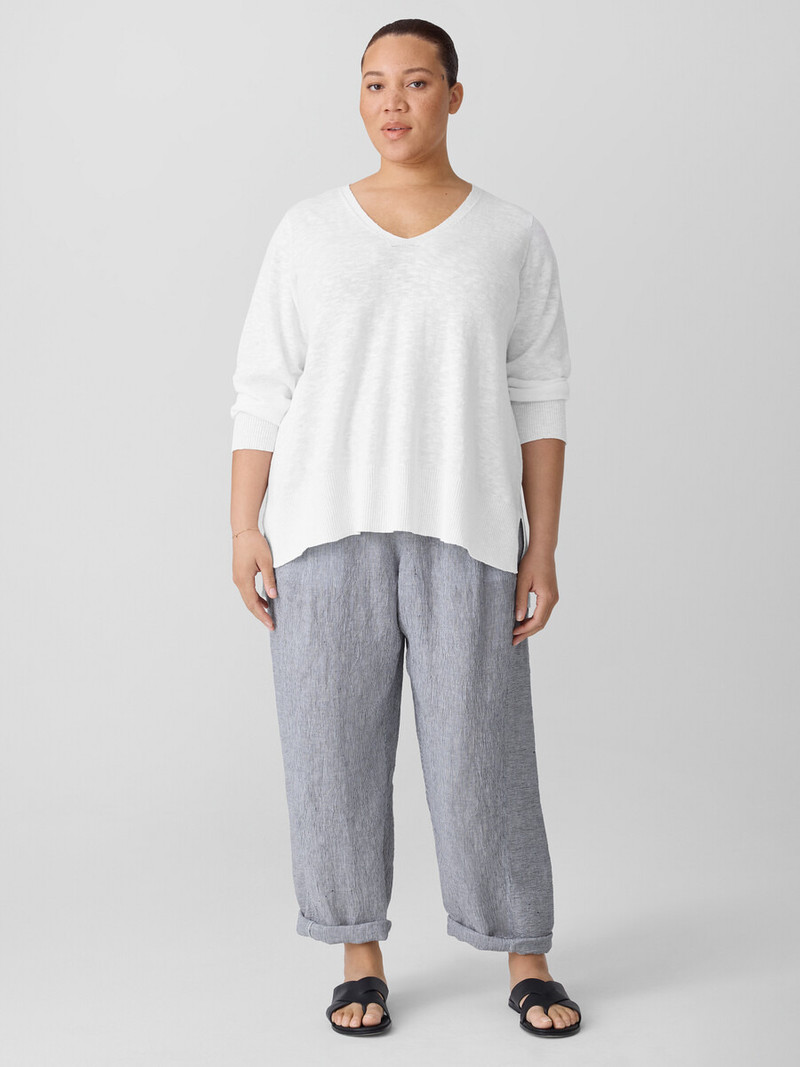 Puckered Organic Linen Stripe Lantern Pant 6