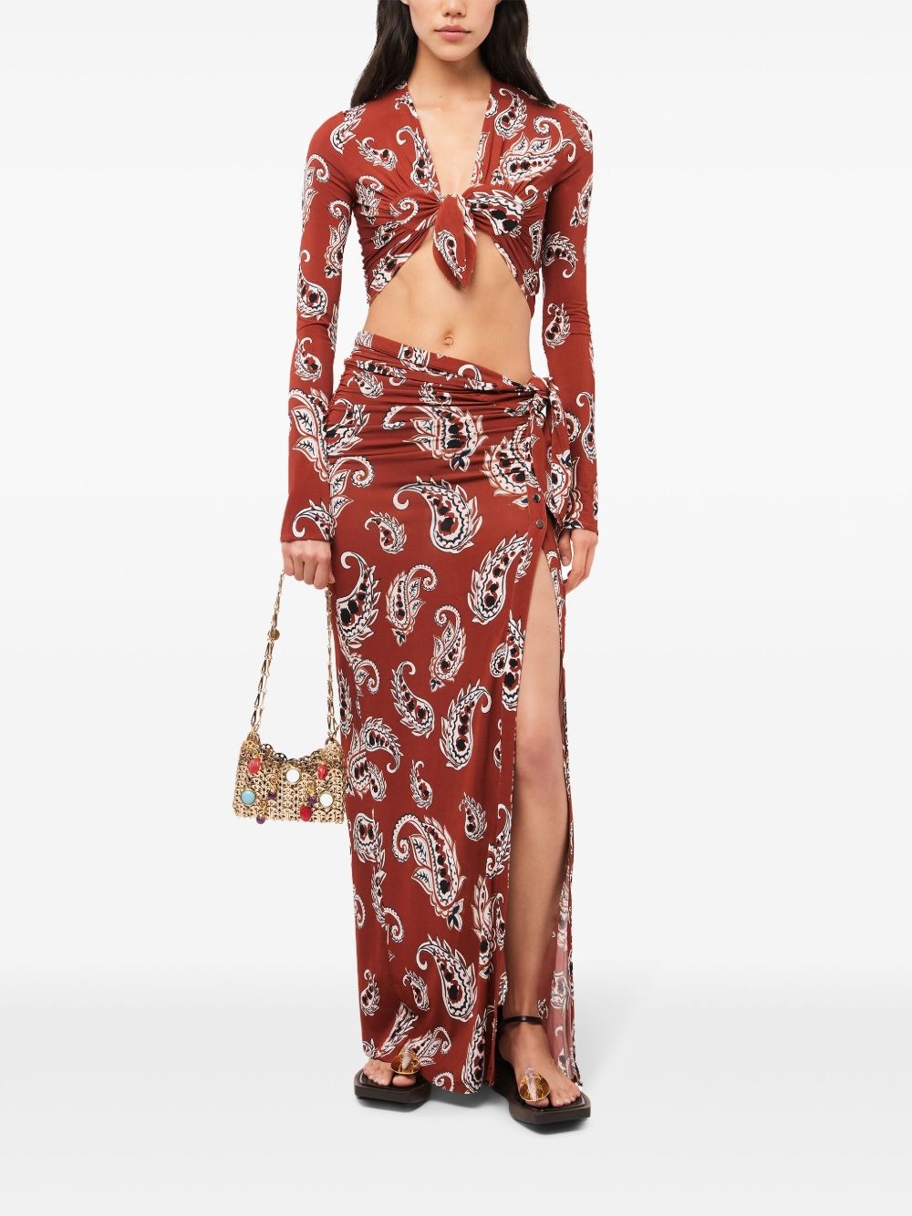 Paisley long split skirt - 2