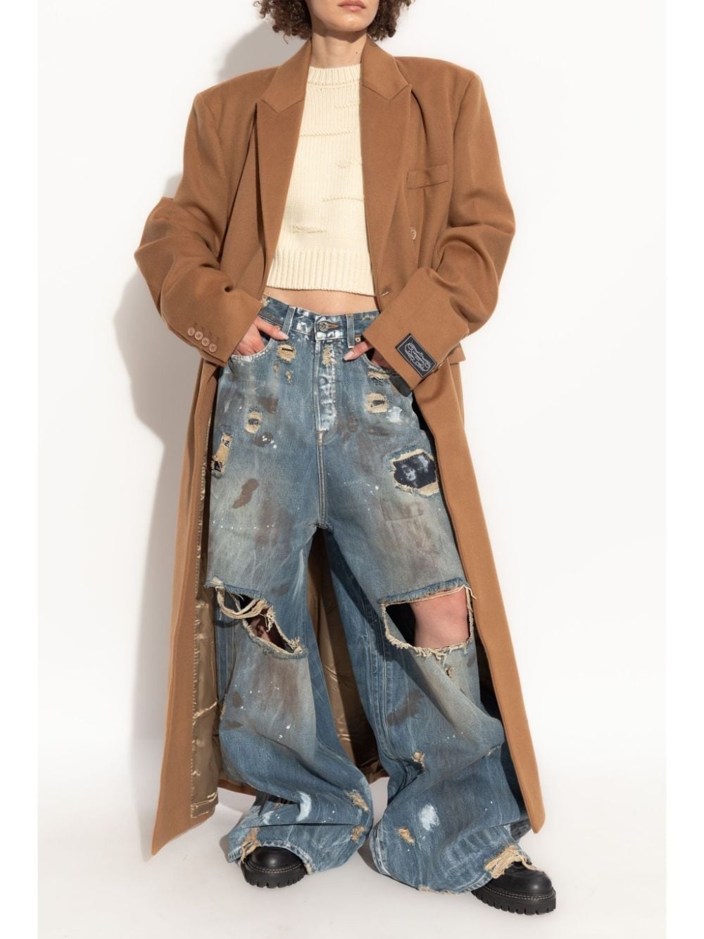 double breasted wool coat - 2