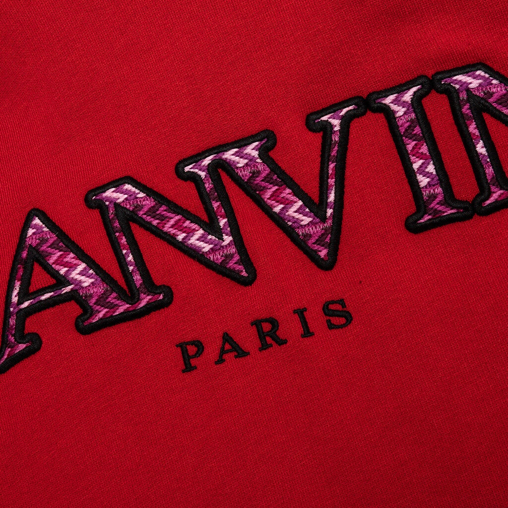 LANVIN CURB EMBROIDERED HOODIE - LIPSTICK - 3