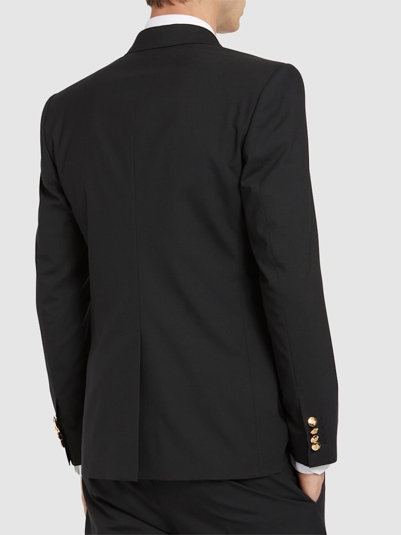 Double breasted peak lapel wool suit - 3