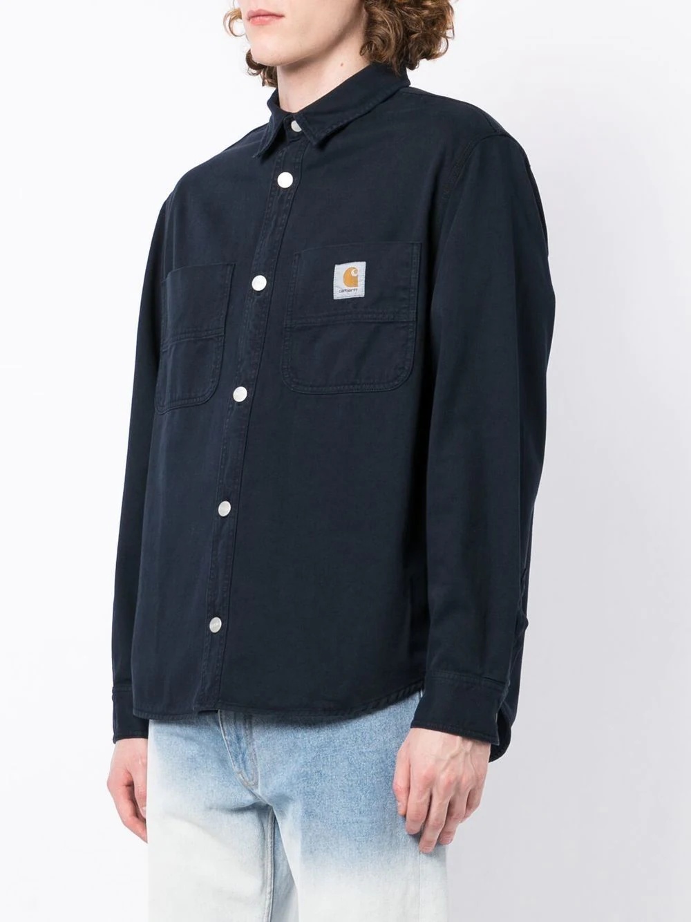 logo-patch button-up shirt - 3