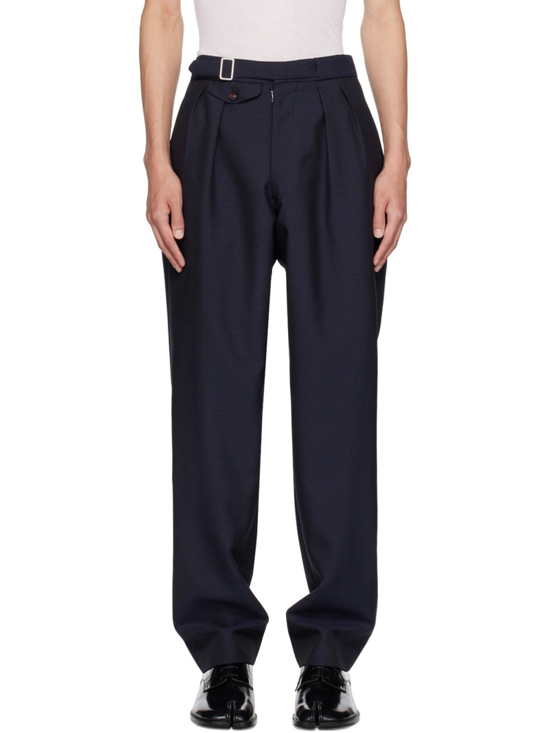 Navy Pleated Trousers 1