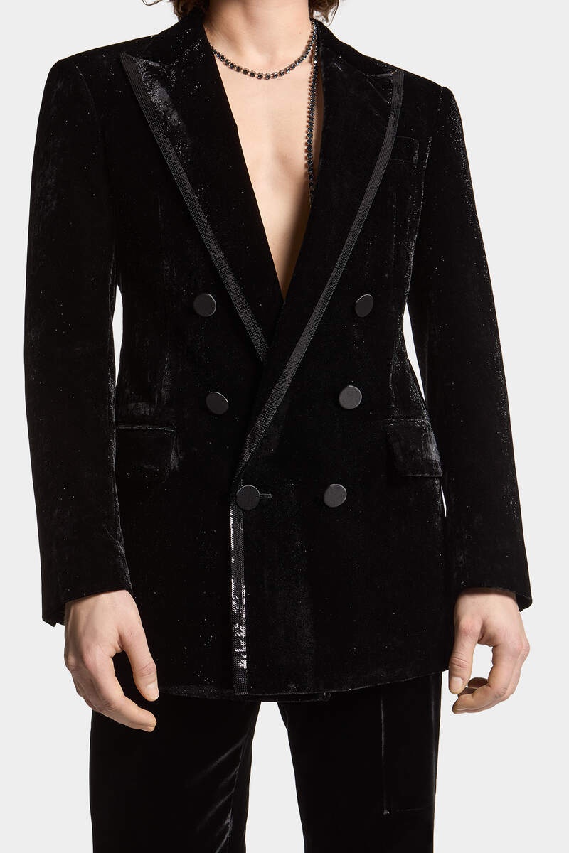 SHINY VELVET SEXY DOUBLE BREASTED PALM BEACH BLAZER - 5