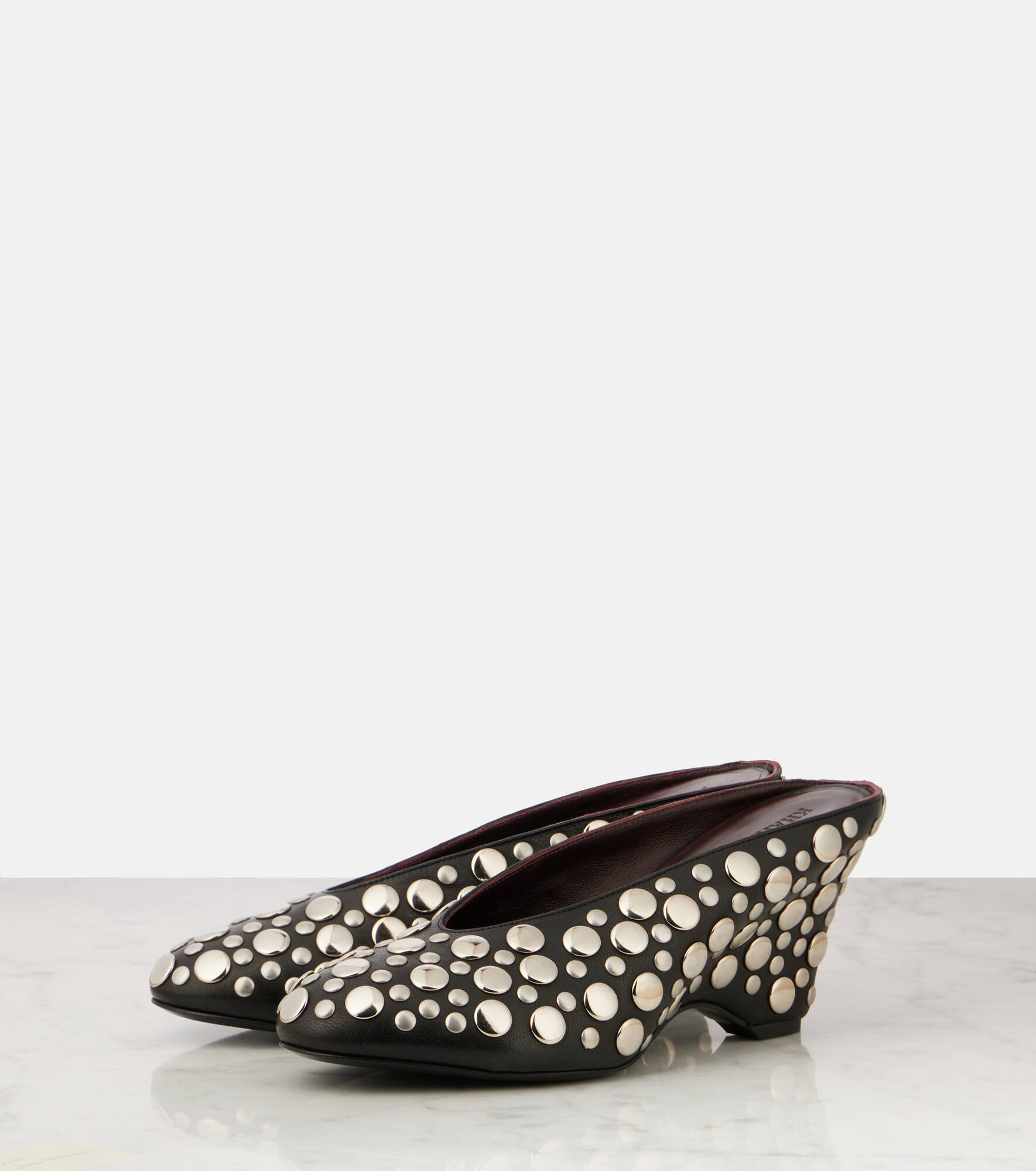 Cloak 75 studded leather wedge mules - 4