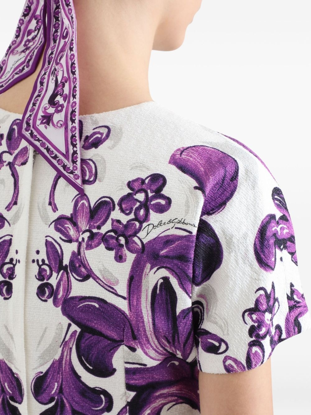 Majolica-print mini dress - 5