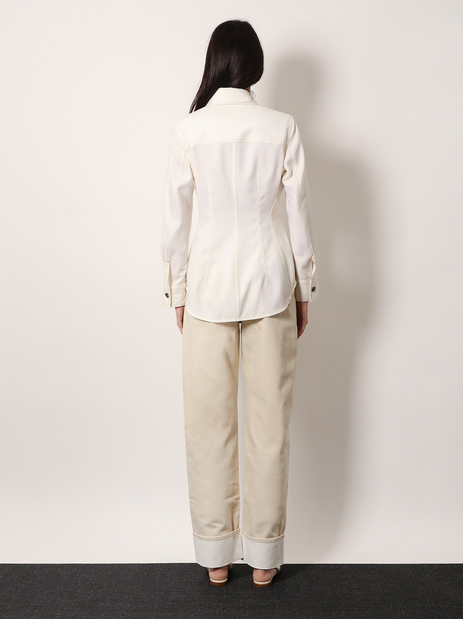Bottega Veneta Traverl Light Wool Shirt With Maxi Pointed Collar - 3