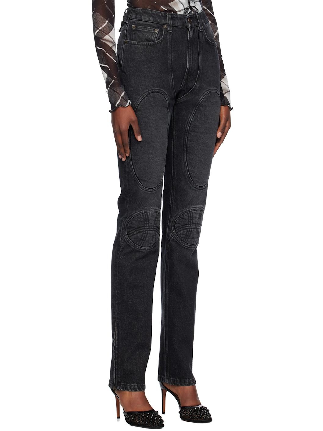 Black Lace-Up Jeans - 2