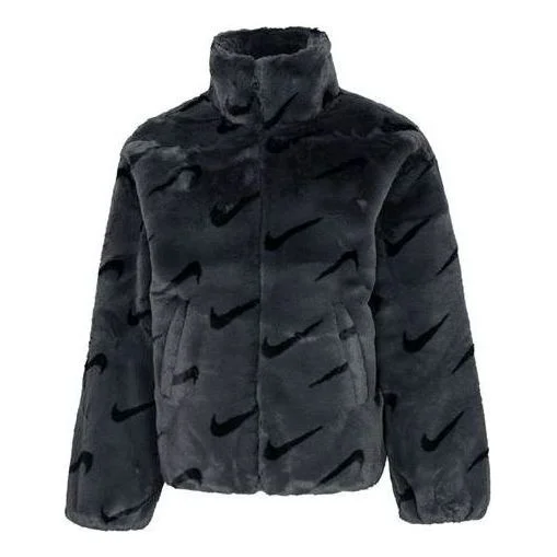 (WMNS) 나이키 인쇄 가짜 모피 재킷 아시아 Sizing 'Dark Smoke Grey'DQ6843-070 - 1