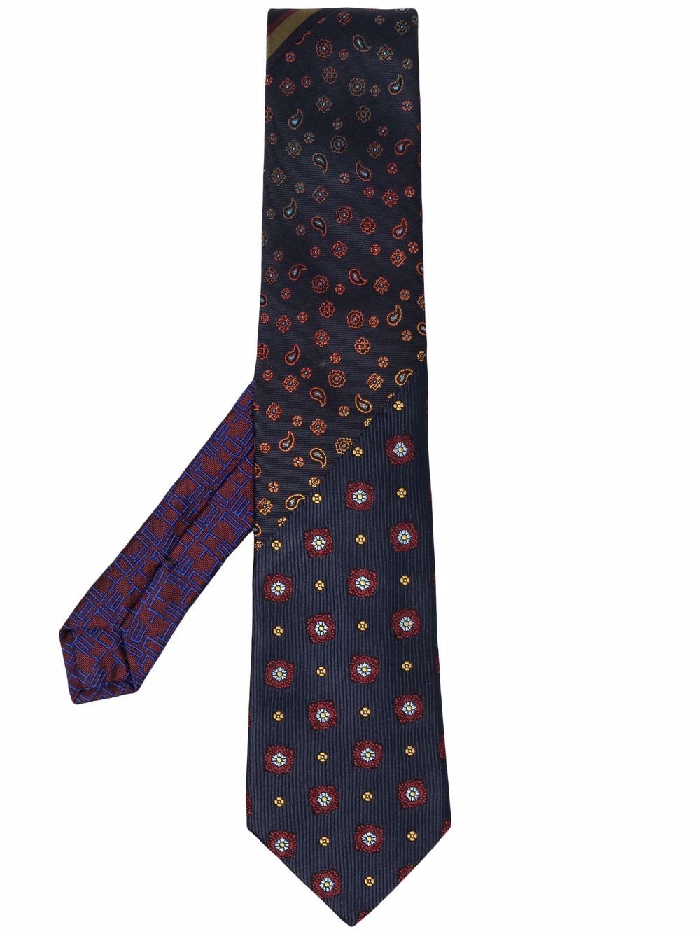 floral-embroidered silk tie - 1