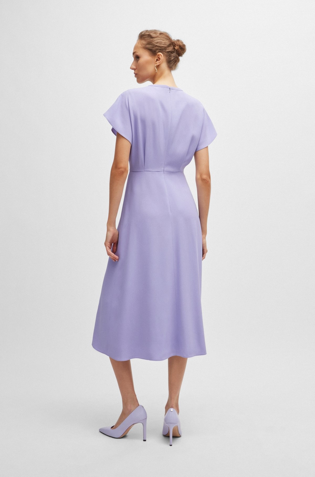 KEYHOLE-NECKLINE DRESS WITH PLISSÉ INSERT - 4