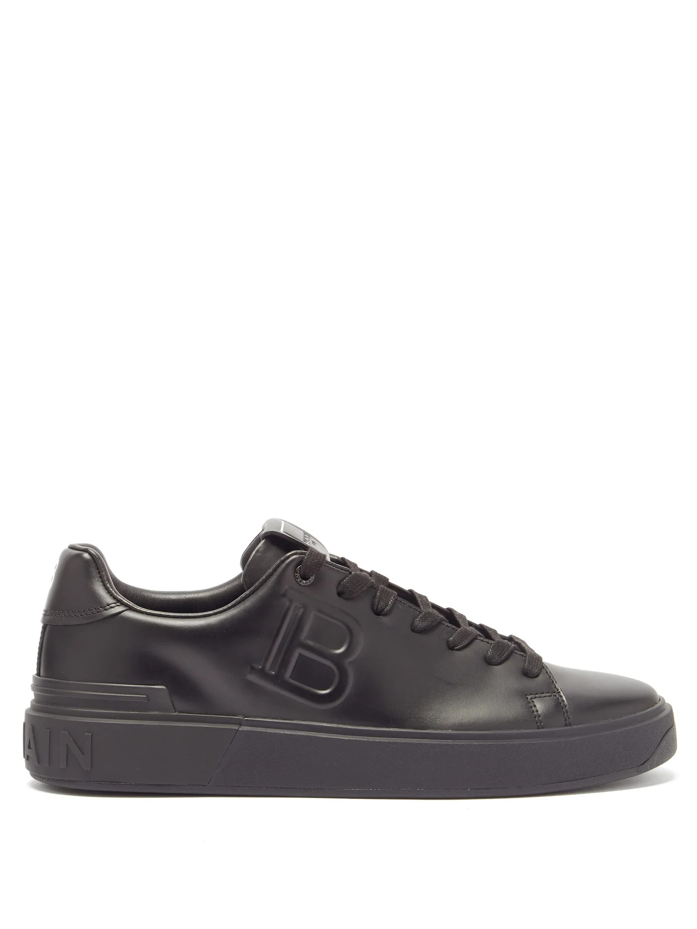 B-Court logo-embossed leather trainers - 1