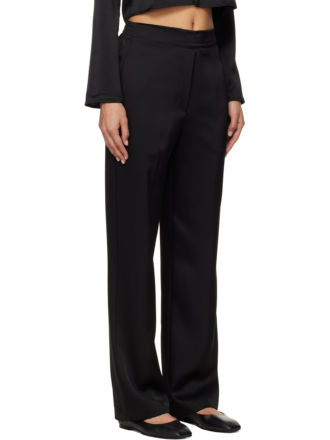 Black Barb High Waist Straight Leg Trousers - 2
