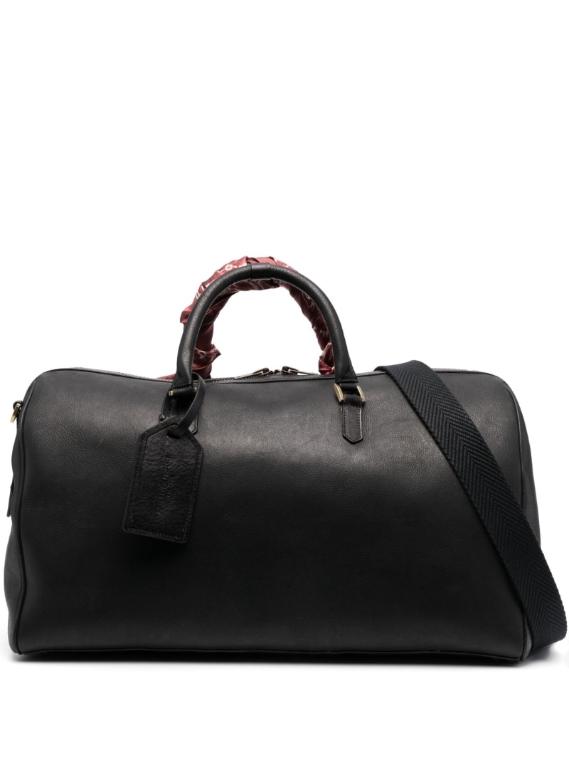 zip-up leather duffle bag - 1