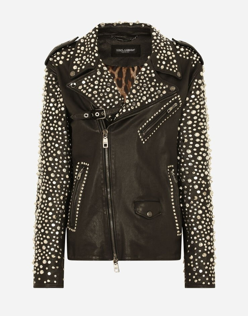 Studded leather biker jacket 1