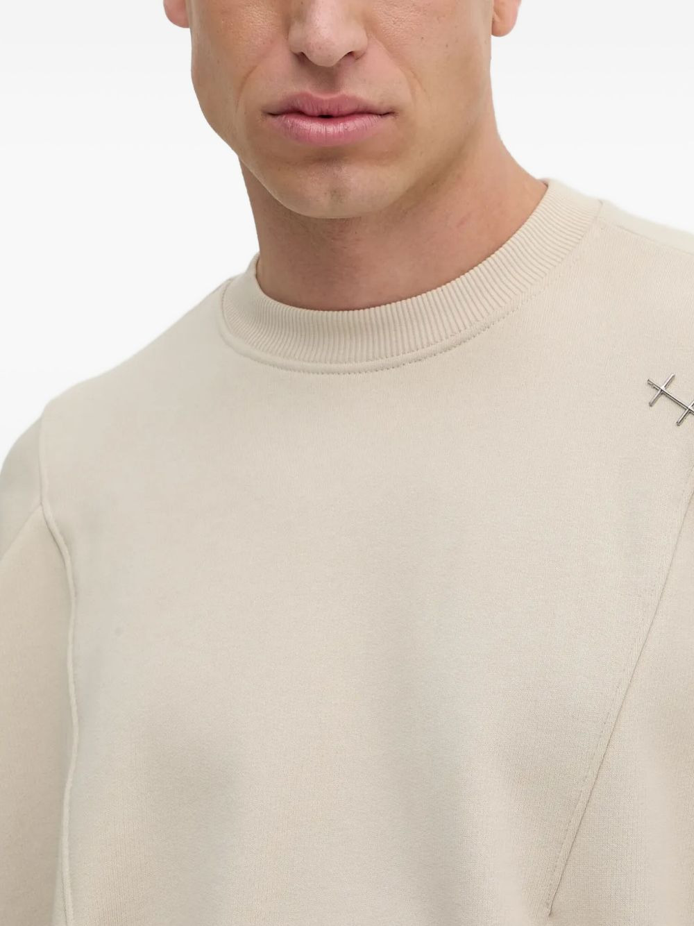panelled crew-neck sweatshirt - 4