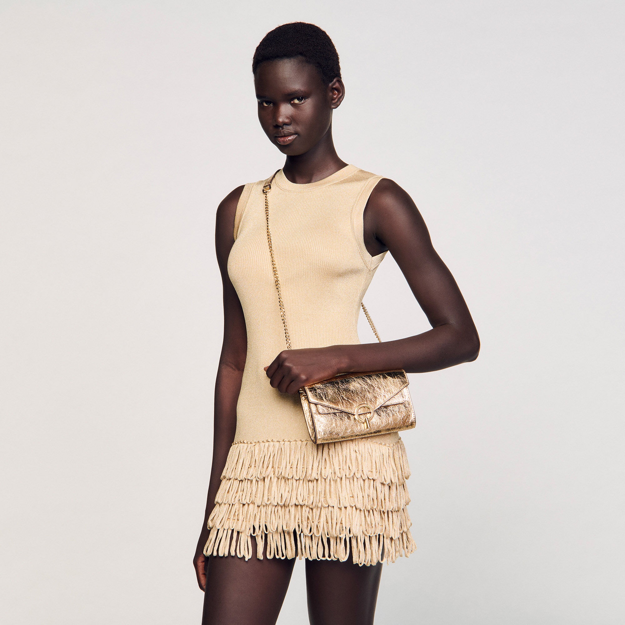 GOLD LEATHER CLUTCH BAG - 10