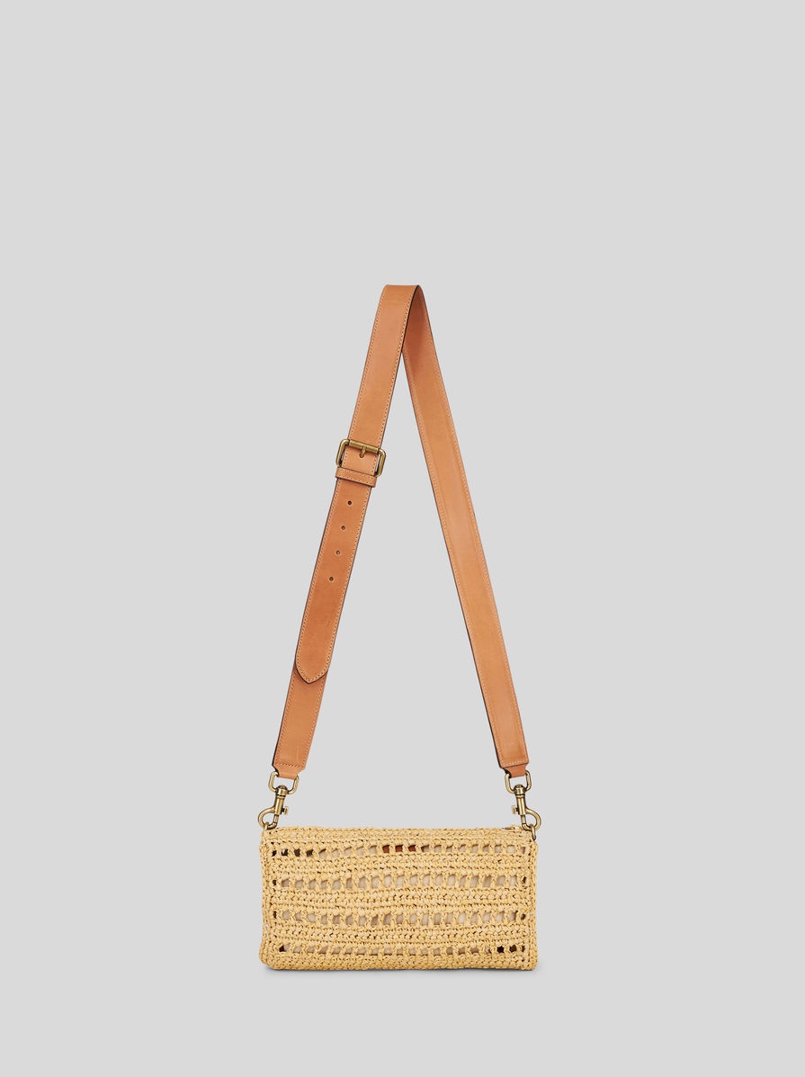SMALL SHOULDER BAG IN PERFORATED RAFFIA - 3