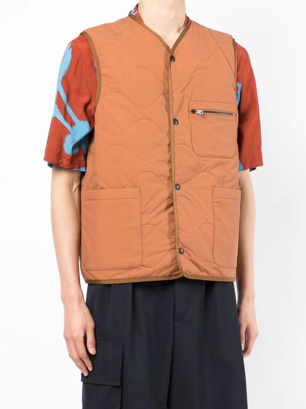 quilted V-neck gilet - 3