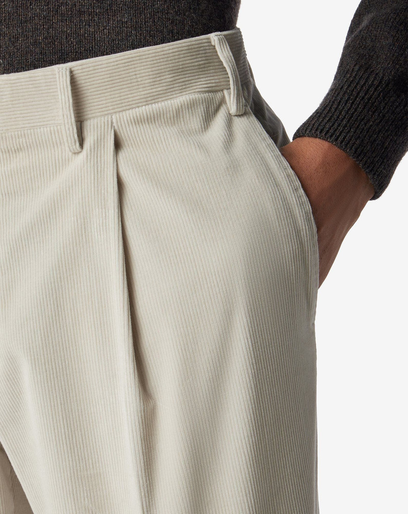 White ribbed velvet 1 pleated trousers 3