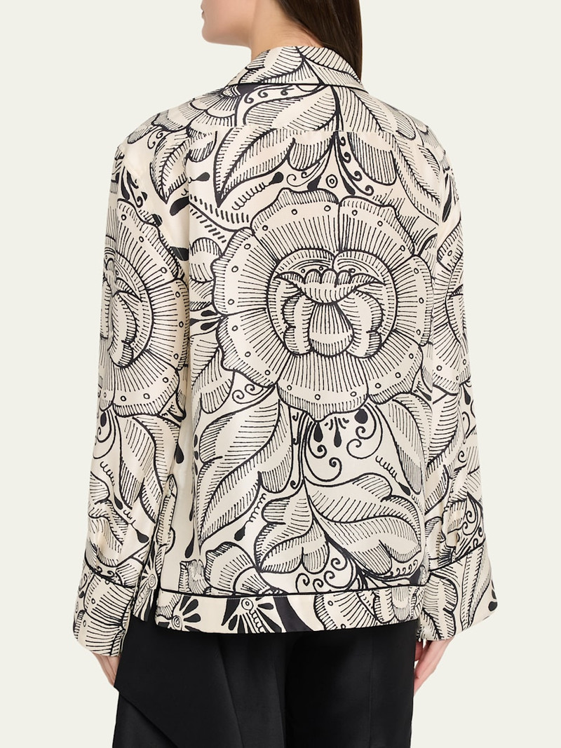 Bernardina Abstract-Print Silk Button-Down Shirt 3