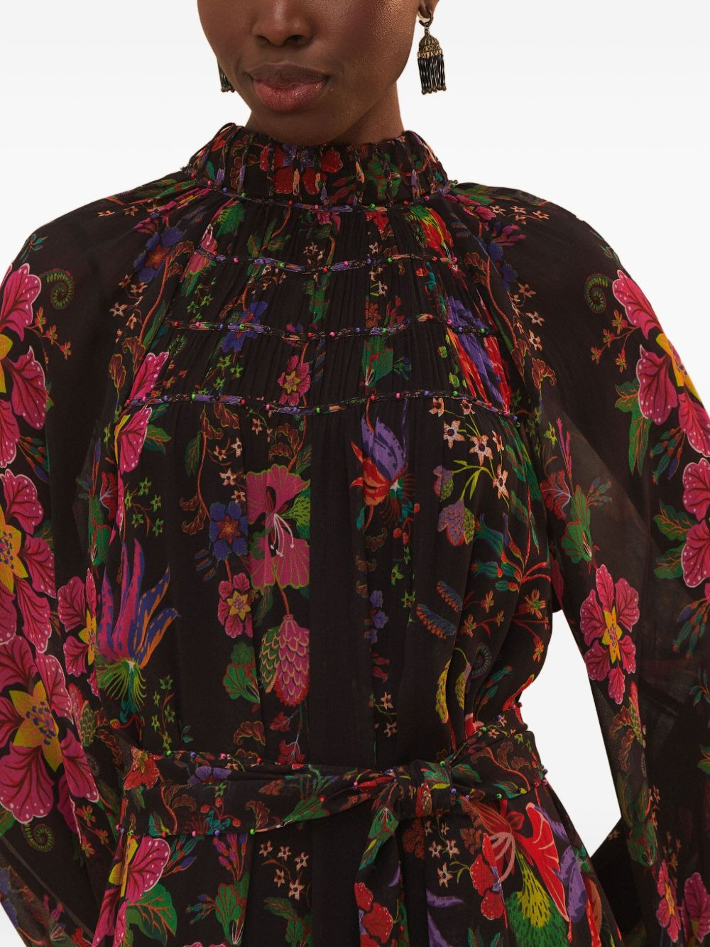 Floral Scarves high-neck maxi dress - 5