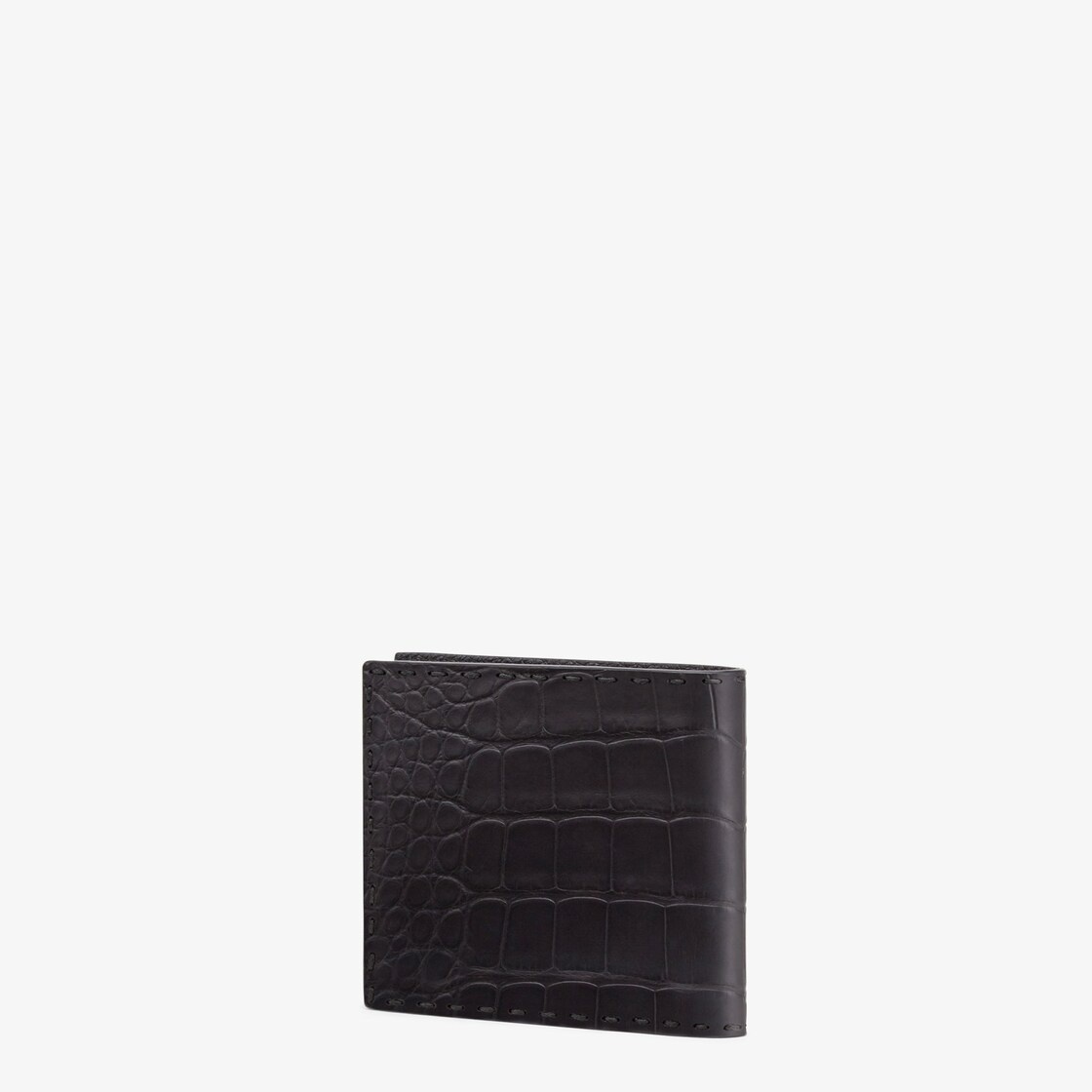 Bi-fold wallet, organized inside with eight card slots and two bill compartments. Branded with the F - 2