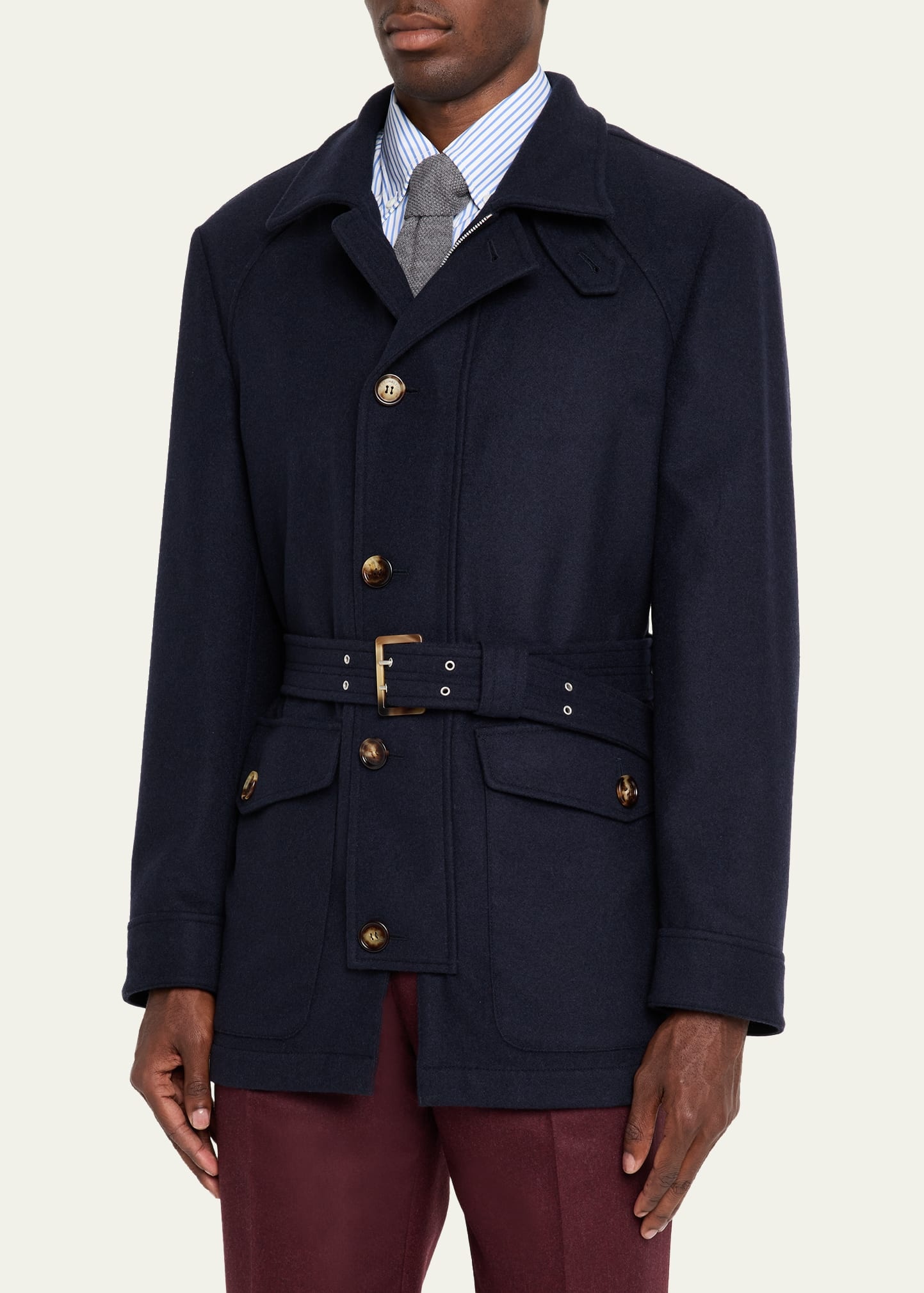 Men's Cashmere Belted Utility Coat - 4