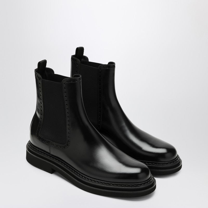 Dolce&Gabbana Black Leather Ankle Boot Men - 1