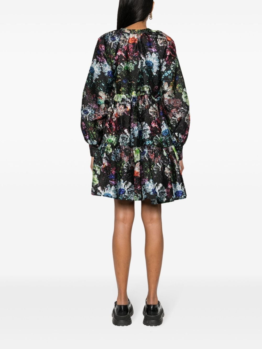 Jasmine Glitter Bloom-print minidress - 4