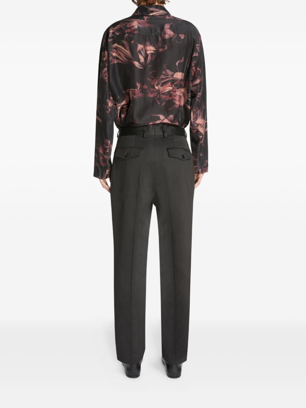 cotton straight-leg trousers - 4