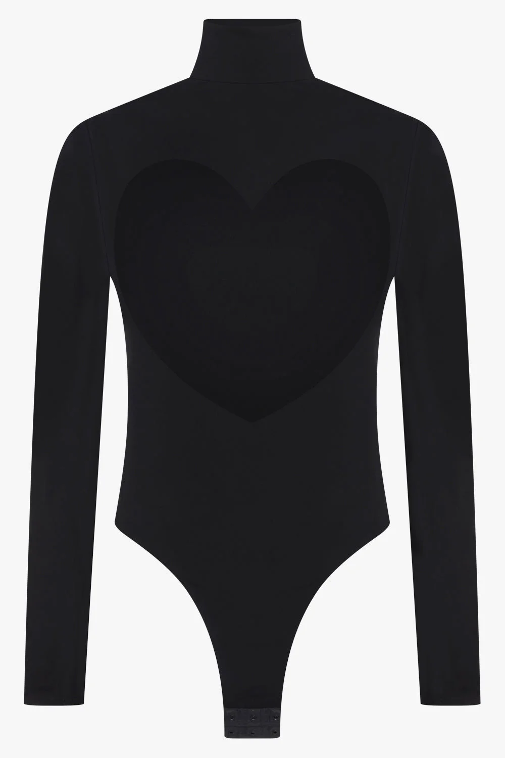 HIGH-NECK L/S HEART BODYSUIT TOP | BLACK - 1
