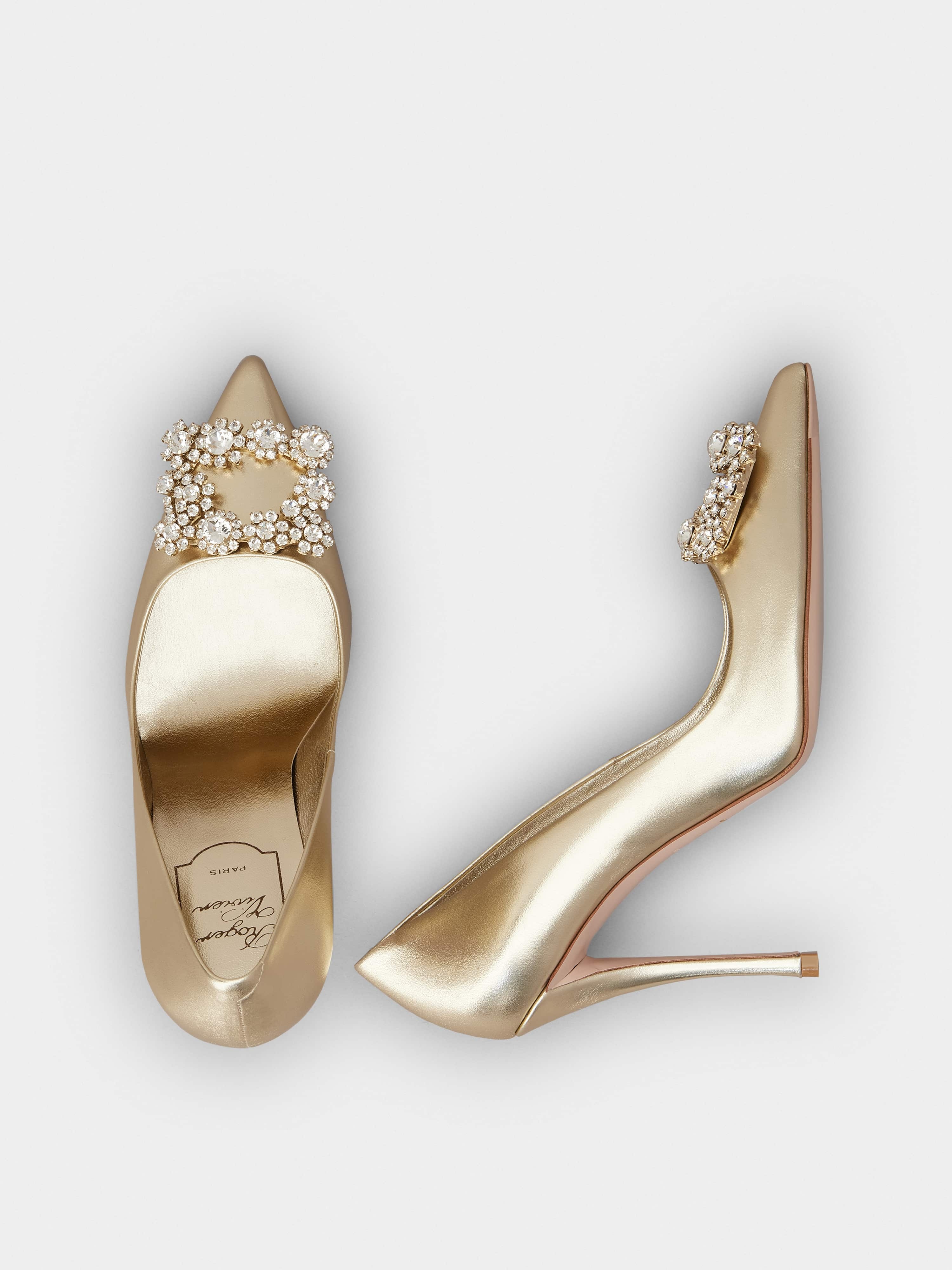 Flower Strass Buckle Pumps in Nappa Leather - 4