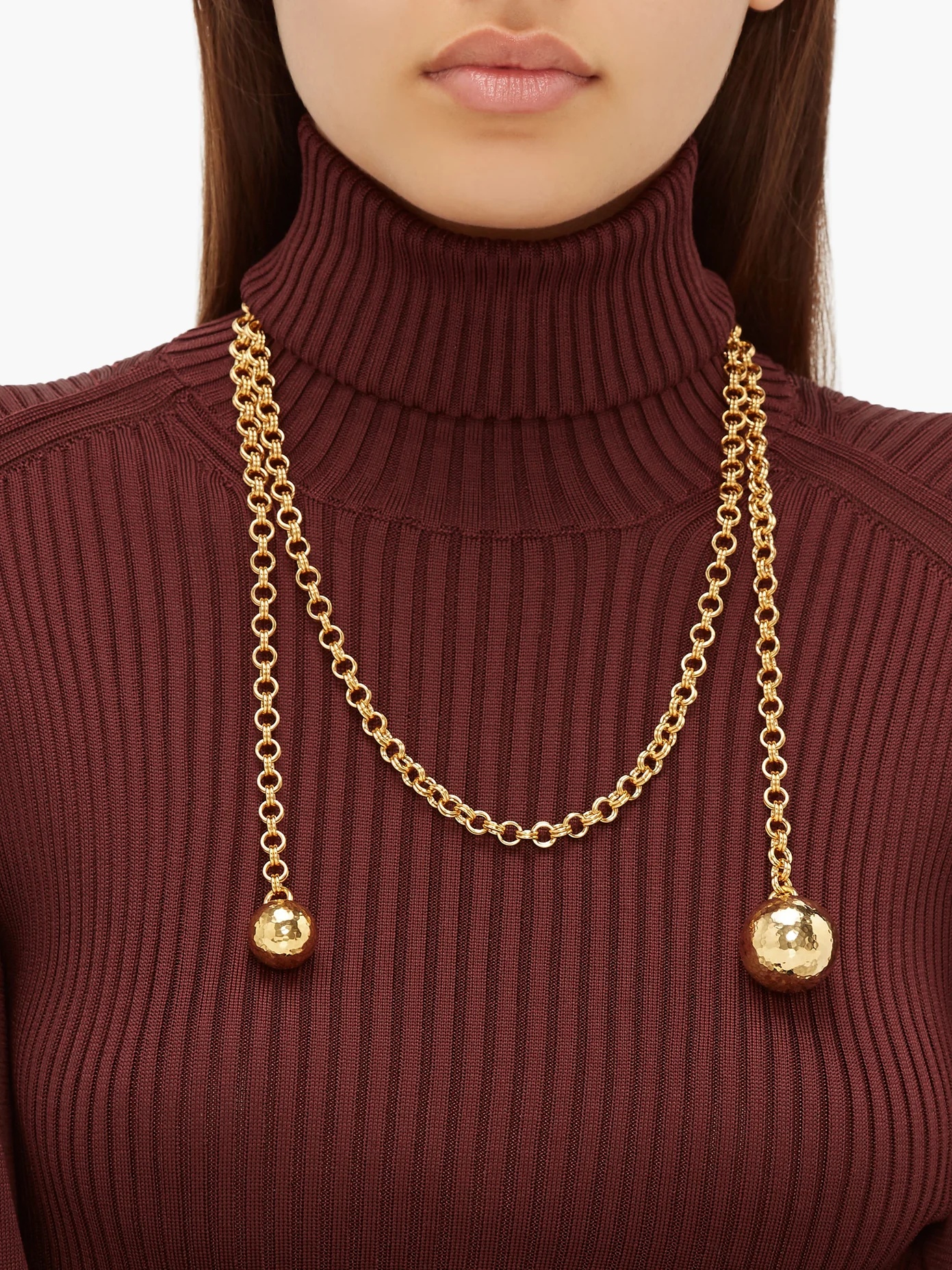 Ball 18-karat gold-plated long necklace - 2