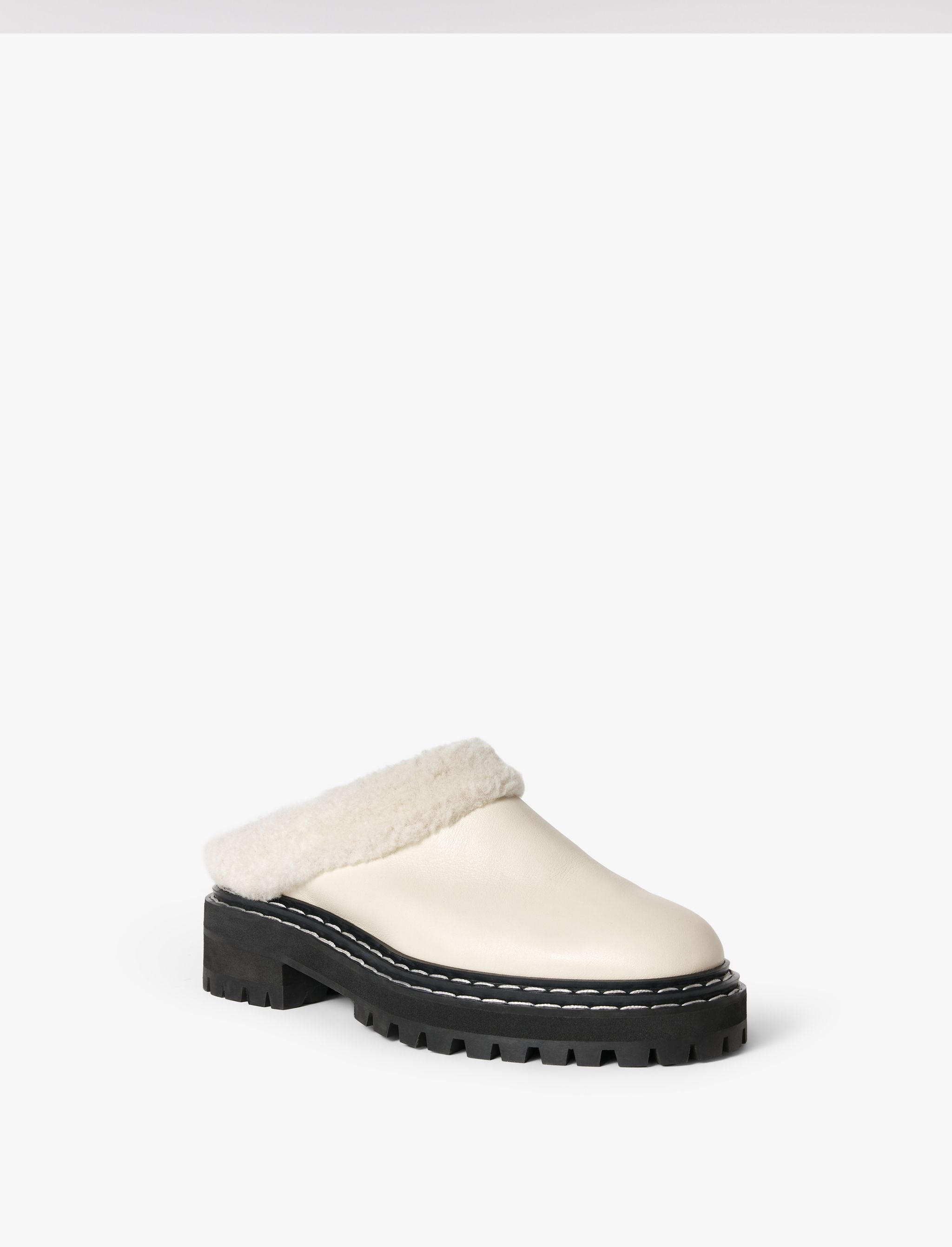 Shearling Lug Sole Mules - 2