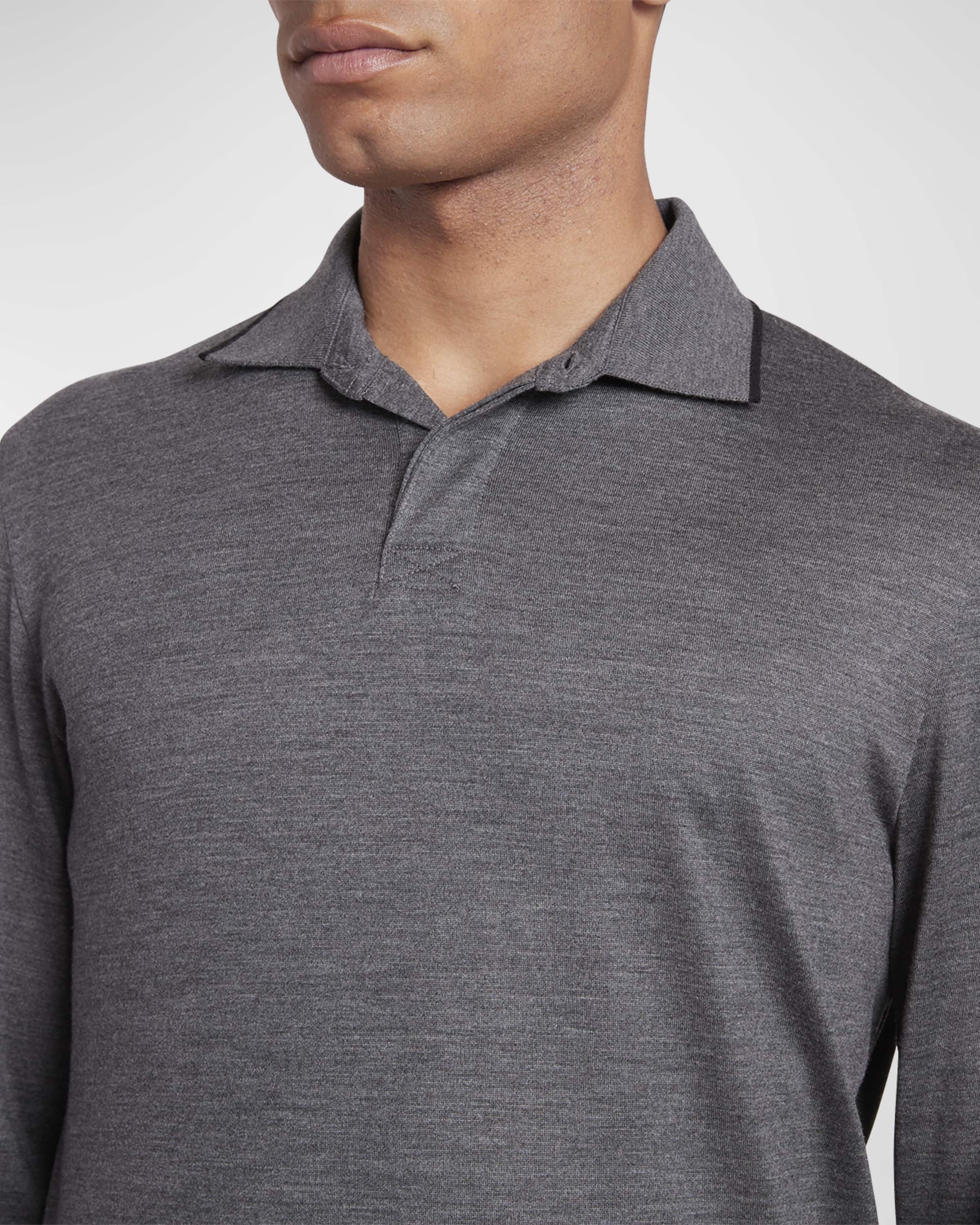 Men's Wool Polo Shirt with Tipping - 4